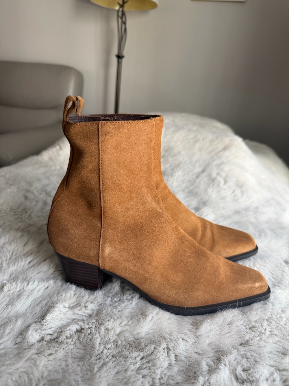Mango suede block heel ankle boots